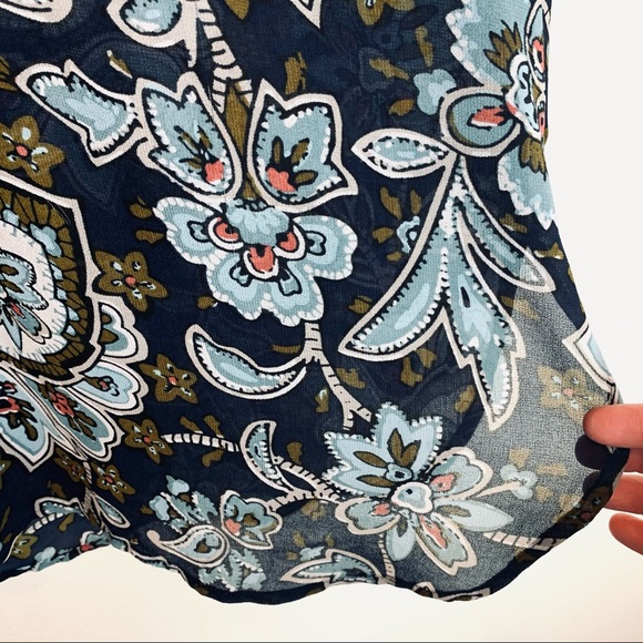 Loft Floral Long Sleeve Semi Sheer Blouse Medium - Picture 4 of 10
